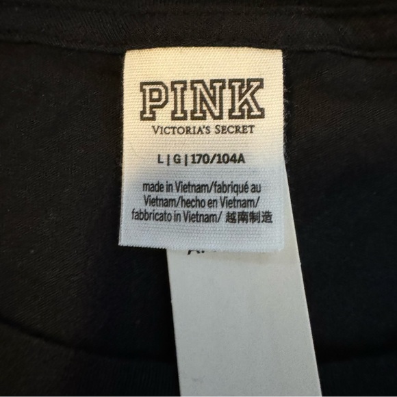 Victoria's Secret PINK Girlfriend Cropped Bling Tee Shirt Black Size Large - Picture 7 of 12